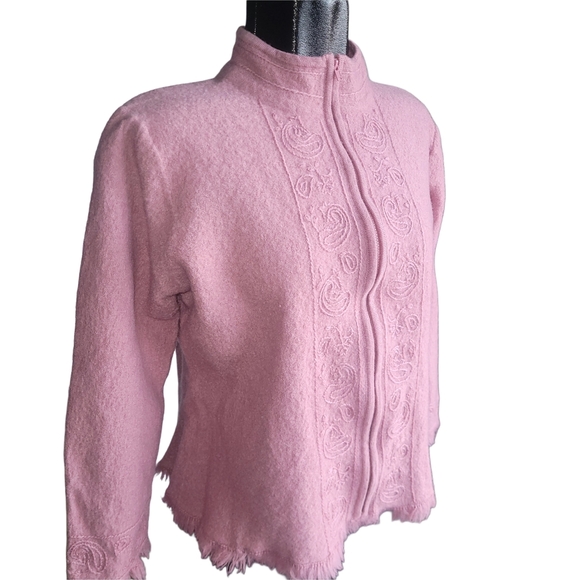 Essentials By Koret Pink Embroidered Zip-Up Cardigan Jacket XL - Picture 4 of 9